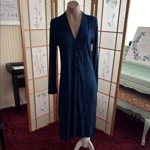 August Max Blue V-Neck Long Sleeve Sheath Cardigan